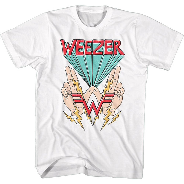 WEEZER Eye-Catching T-Shirt, Hands & Lightning