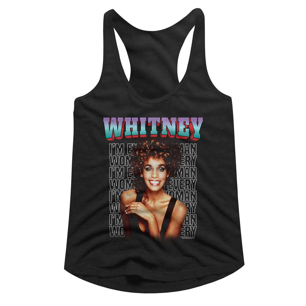 Women Exclusive WHITNEY HOUSTON Racerback, Every Woman Stacked