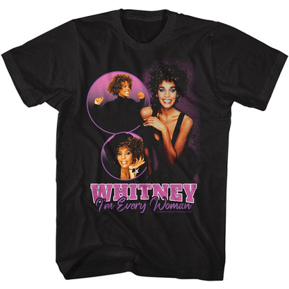 WHITNEY HOUSTON Eye-Catching T-Shirt, Im Every Woman Collage