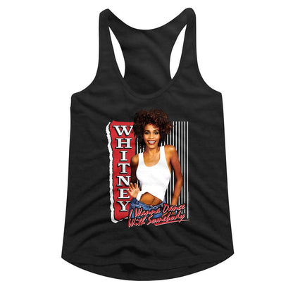 Women Exclusive WHITNEY HOUSTON Racerback, White I Wanna Dance