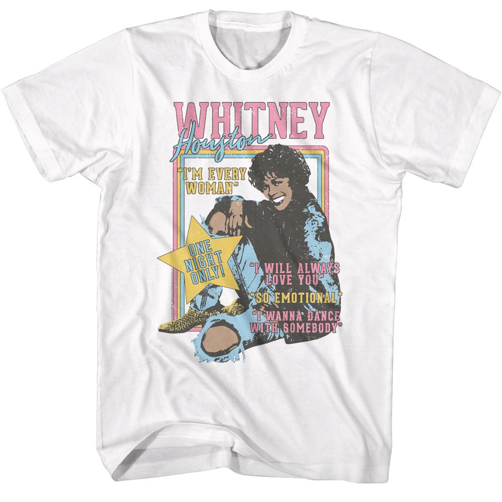 WHITNEY HOUSTON Eye-Catching T-Shirt, One Night Only