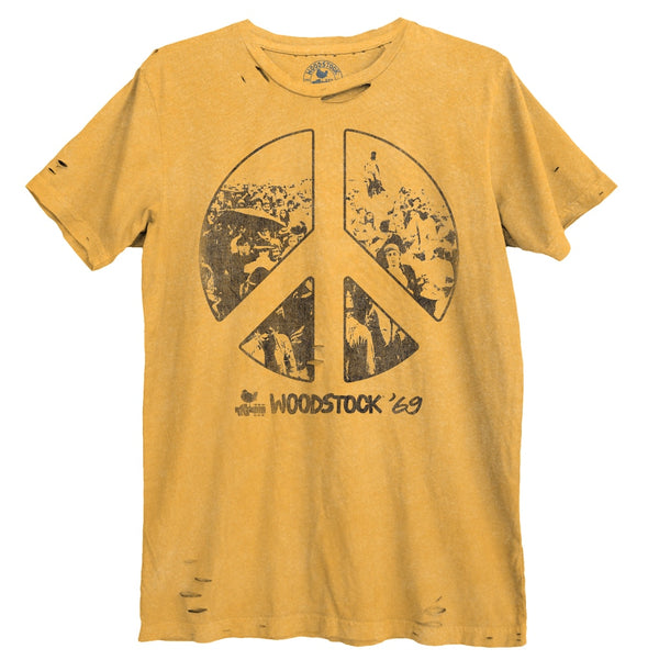 Destroyed WOODSTOCK T-Shirt, Peace Sign