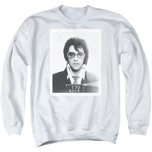 ELVIS PRESLEY Deluxe Sweatshirt, Framed Mugshot on White